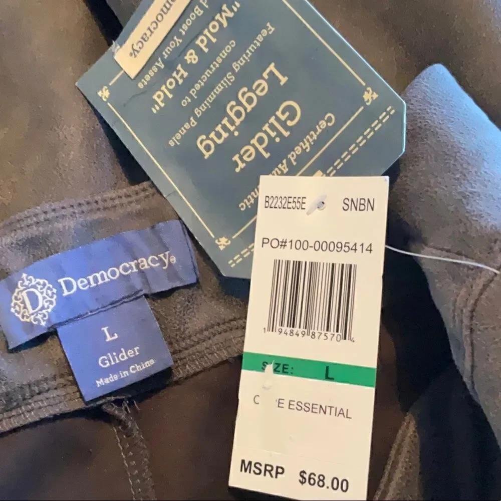 DEMOCRACY Gray Glider Leggings with side pockets